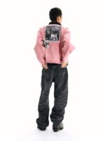 Washed Distressed Patchwork Work Jacket - Image 4