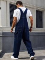Men's Denim Overalls Loose Fit Carpenter Bib Pants Workwear Jeans Streetwear Ready Stock - Image 7