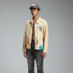 Embroidered Lapel Workwear Jacket For Men