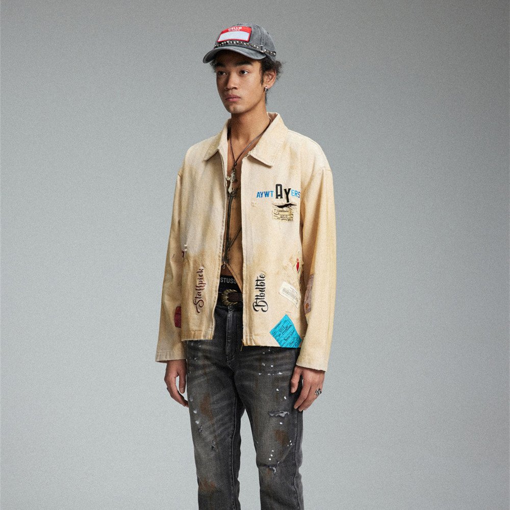 24b14389-9a48-4abe-a2f1-b61ba3293964.jpg Embroidered Lapel Workwear Jacket For Men - Image 1