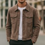 Deer Suede Men's Winter Lapel Work Jacket - Image 6