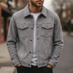 Deer Suede Men's Winter Lapel Work Jacket - Image 8