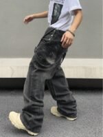 Men Black Denim Overalls Loose Fit Bib Pants Workwear Style Casual Jeans Jumpsuit Wholesale Ready Stock - Image 3