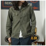 Olive Green Cotton Satin Work Clothes Shirt Men - Image 2