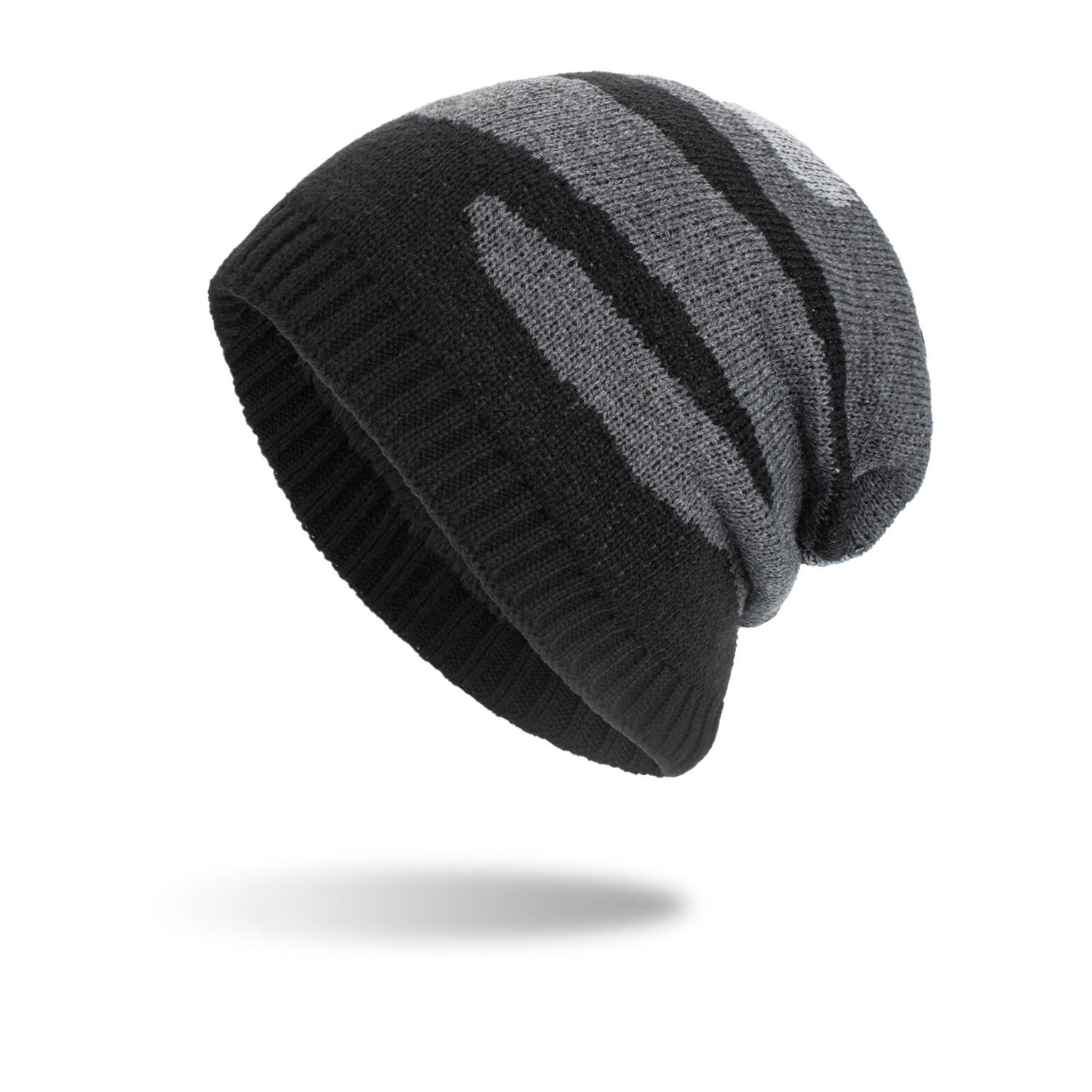 3fe74c5f-f091-438b-a9c6-dc61acaaed8d.jpg New Tricolor Striped Long Pullover Knit Beanie - Image 1