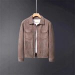 Deer Suede Men's Winter Lapel Work Jacket - Image 4