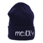 Autumn MEOW  Men Women Casual Hip Hop Hats Knitted Wool Skullies Beanies Hat Warm Winter Hat For Women Beanie Winter Caps - Image 2