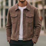 Deer Suede Men's Winter Lapel Work Jacket - Image 2