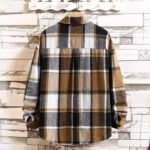 FallWinter Slim Brushed Plaid Long Sleeve Flannel Shirt Men - Image 2
