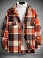 FallWinter Slim Brushed Plaid Long Sleeve Flannel Shirt Men - Image 8