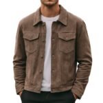 Deer Suede Men's Winter Lapel Work Jacket - Image 5