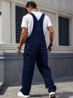Men's Denim Overalls Loose Fit Carpenter Bib Pants Workwear Jeans Streetwear Ready Stock - Image 5