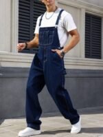 Men's Denim Overalls Loose Fit Carpenter Bib Pants Workwear Jeans Streetwear Ready Stock - Image 8
