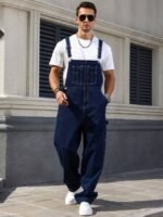 Men's Denim Overalls Loose Fit Carpenter Bib Pants Workwear Jeans Streetwear Ready Stock - Image 9