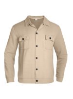 Casual Jacquard Checkered Loose Knit Work Shirt For Men - Image 5