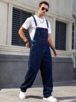 Men's Denim Overalls Loose Fit Carpenter Bib Pants Workwear Jeans Streetwear Ready Stock - Image 10