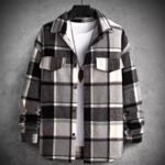 FallWinter Slim Brushed Plaid Long Sleeve Flannel Shirt Men - Image 4