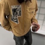 Washed Distressed Patchwork Work Jacket